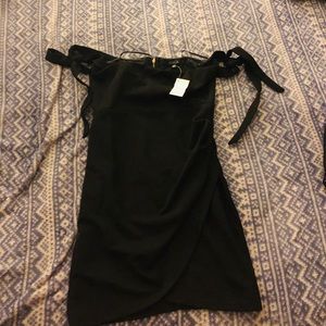 Never worn ANGL black off shoulder dress. TAGS ON